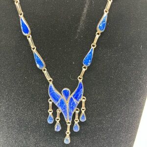 Vintage Sterling and Lapis Native American Necklace